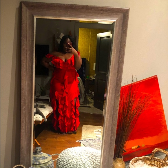 Pretty Little Thing Ruffle Red Dress - Picture 6 of 7